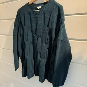 J. Jill Women's Green Chenille Cable Knit Sweater Size Large, Cozy, Classic